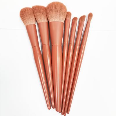 China Angular Blush Single Orange Color Makeup Brush Set Plastic Handle Cosmetics Machine Makeup Brushes for sale