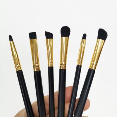 China Angular Blush LHD 9 PCS Black Wooden Handle LHD Gold Olive Makeup Set Brush Cosmetics Brushes for sale