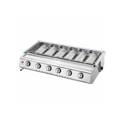 China Can Grill A Variety Of Foods Commercial Kitchen Equipment Glass Fire Regulator Gas Barbecue Stove for sale