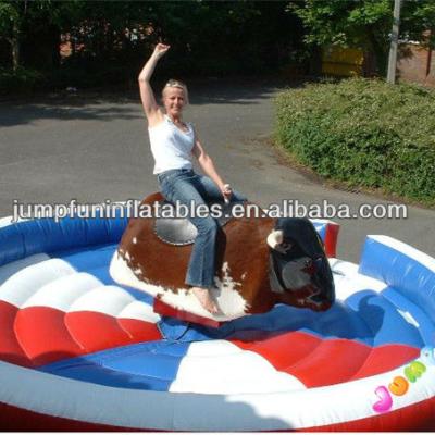 China 2017 Best Adult Vinyl 2021 Inflatable Mechanical Bull Sound Bull Rodeo Simulator With Inflated Base for sale