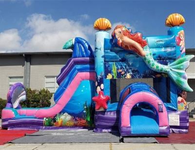 China Outdoor or Indoor Mermaid Kids Play Game Combo Bouncer Jumping Inflatable Dry Slide Castle Bouncy House for sale