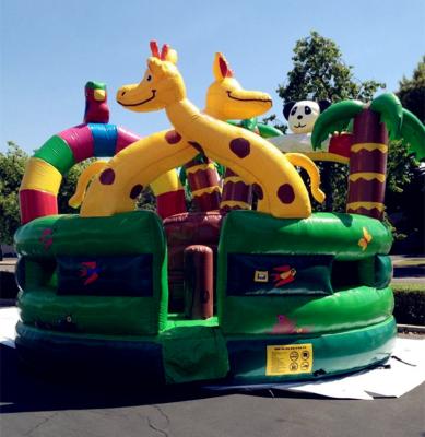 China 2021 PVC Tarpaulin Best Giraffe Inflatable Bounce Castle Jungle Theme Kids Jumping House for sale