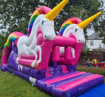 China 3D Unicorn Inflatable Obstacle Course Kids Outdoor or Indoor Beauty Slide for sale