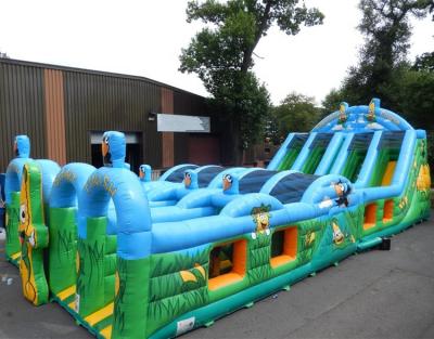 China Outdoor Inflatable Obstacle Course Big Inflatable Slide For Kids Jump Fun for sale