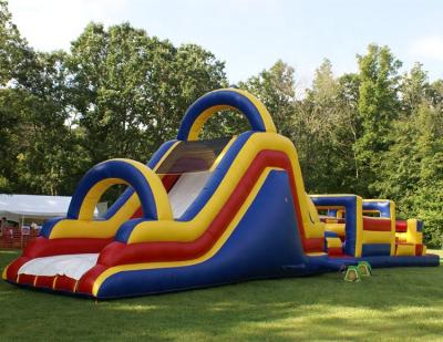 China 2021 PVC Tarpaulin Best Big Inflatable Slide For Adults 60ft Inflatable Obstacle Course for sale