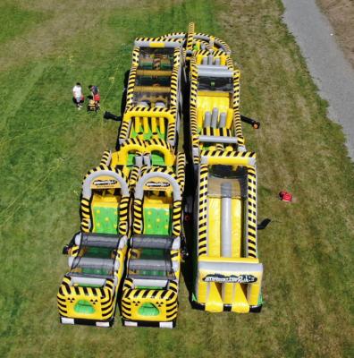 China Vinyl End Sports Inflatable Human Games 300ft Interactive Commercial Challenge Course Obstacle Course Running Bounce for sale