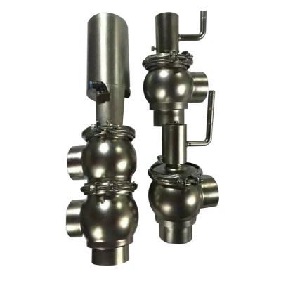 China DN25-DN100 SS304 SS316L 1-4 Sanitary Food Stainless Steel Pneumatic Manual Reversing Valve for sale