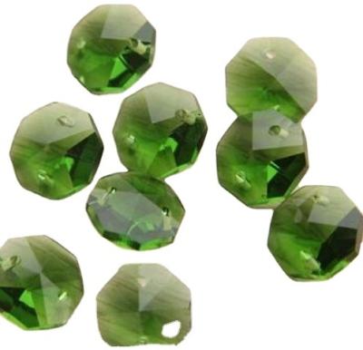 China Decorative Green Color Crystal Glass Octagon Crystal Beads for sale