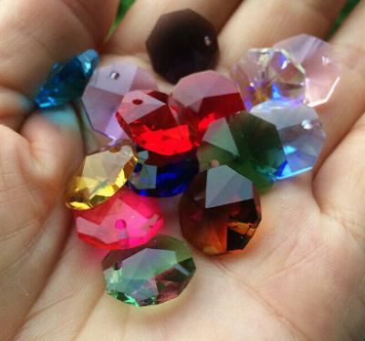 China China Color Crystal Glass Octagon Decorative Beads for sale