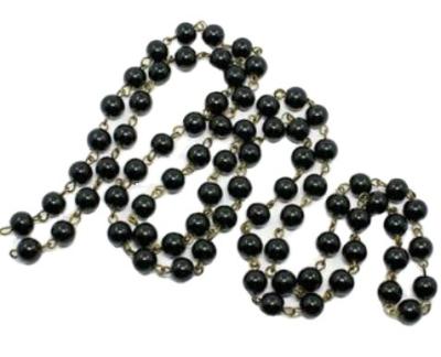 China Crystal Jewelry Black Color Rosary Linked Crystal Glass Smooth Beads Chain Necklace for sale