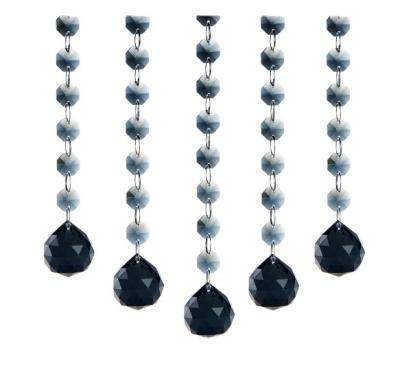 China China Gray Color Crystal Glass Octagon Bead String Strand Curtain with Circle Rings for sale