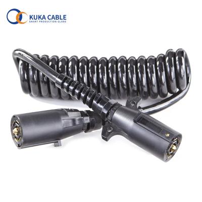 China Automotive Auto Wiring 7 Pin Wire Trailer Socket Sprial Extension Cable For Trailer Lighting Caravan for sale