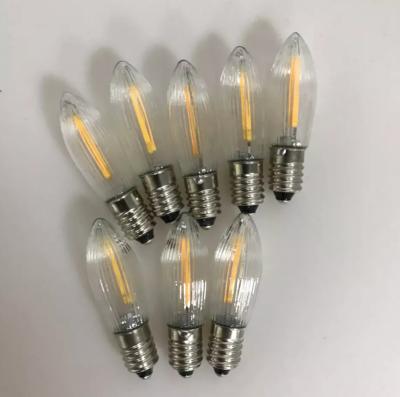 China Christmas Decoration Lights C6 Led Christmas Bridge Lights 2.5W E10 12V 24V Striped Holiday Xmas Candle Bulb With Clear Glass Cover for sale