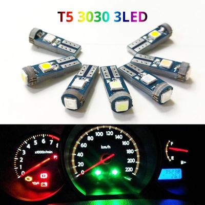 China Car Light T5 Led Bulb 0.2W 3smd 3030 Led Canbus Car Lights Interior Dashboard Indicator Wedge Instrument Heater Lamp Auto for sale