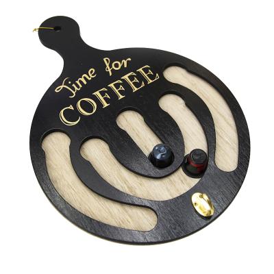 China Viable Custom Wooden Coffee Capsule Holder Coffee Storage Logo Wall Mounted Retro Decoration for sale