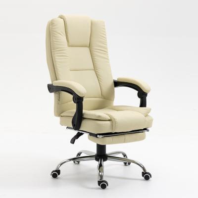 China (Size) PU Office Boss Chair Ergonomic With Adjustable Comfortable Leather White Footstool for sale