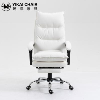 China (Size) Home Boss White Adjustable Thick Foam Quilted Leather PU Office Chair Ready To Order for sale