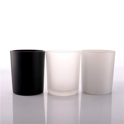 China Wholesale Home Decoration 6oz 7oz 8oz Custom Candle Jars Bulk Luxury Matte Black Empty Frosted Glass Jars for sale