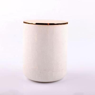 China High End Home Decor Marble Candle Jars With Rose Gold Metal Lid Wholesale for sale