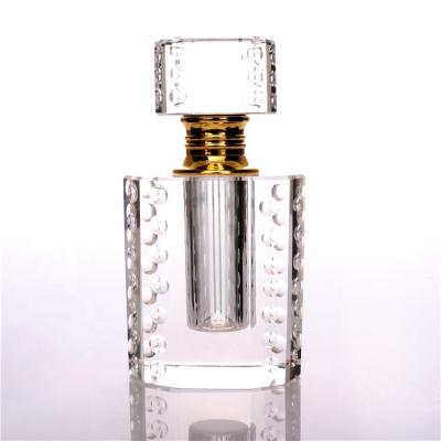 China Personal Care Perfume Bottle Crystal Decorative Essential Attar Oil Luxury Square Glass Bottle for sale