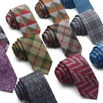 China Colorful Plaid Narrow Pattern High Quality Men's Wool Tie Necktie 2.4 Inch for sale