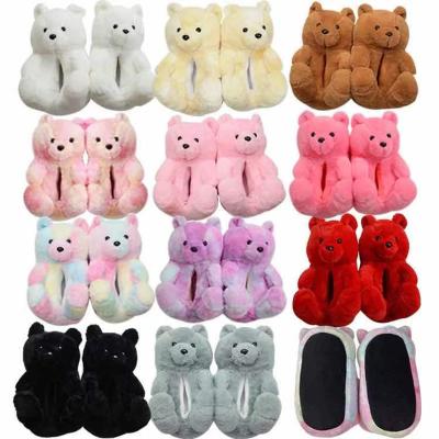 China CUSHIONING Teddy Bear Slippers Cheap Winter Hot Popular Laste Plush Animals Warm Slippers for sale