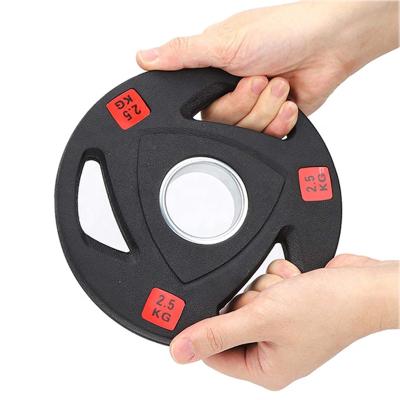 China Universal Cheap Black Three Barbell Weight Plate Rubber Coated Weight Plate Universal Handsome Handsome Factory Supply Grip Plate Fitness Accessories for sale