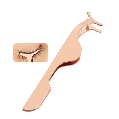 China Rose Gold Stainless Steel Anti Rust Cosmetic Eyelash Applicator Tweezers With Box Quality Eyelash Curler for sale