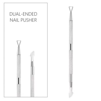 China Professional Nail Pusher Beauty Tool Manicure Tool Stainless Steel Fine Gel Nail Durable Dual Pusher Accessory for sale