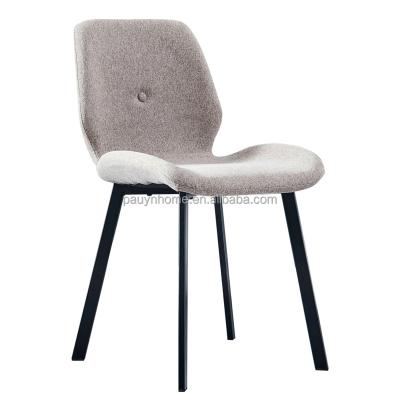 China Norsic Style New Style Fabric Black Powder Coated Metal Leg Fabric Seat Dining Chair for sale