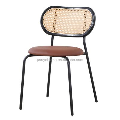 China Norsic New Style Hot Selling Design Dining Chair Metal Frame Leather Seat Dining Chairs With Hollow Back for sale