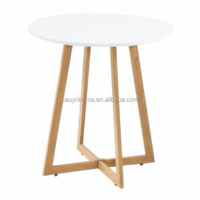 China Factory Wholesale Round MDF Dining Table Beech Wood Leg Nordic White Dining Tables Adjustable (Height) for sale