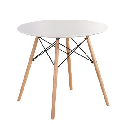 China Factory Wholesale Cheap Dining Furniture Adjustable (Height) Round MDF Dining Table With Beech Wood Legs for sale