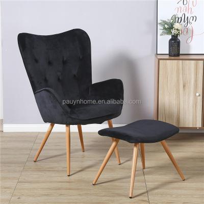 China Norsic Style Customized Black Purple High Quality Velvet Fabric Leisure Upholstered Chair With Wood Effect Metal Leg for sale