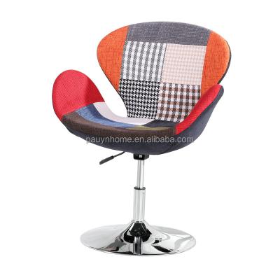 China Modern Stylish Curved Swivel Modern Patchwork Fabric Office Chair Upholstered Adjustable Counter Height Office Stools for sale