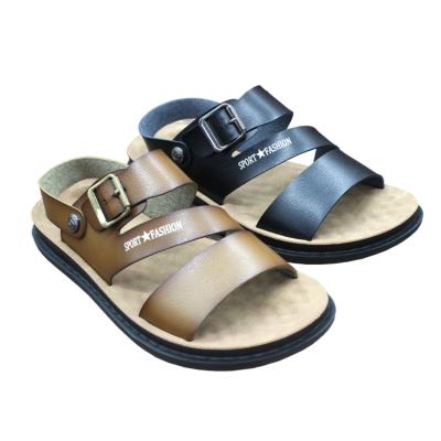 China Custom Made Cheap Handmade Soft Flat Sole Cross Leather Sandals Waterproof Men for sale