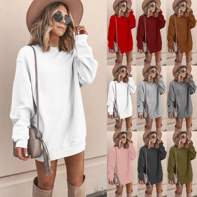 China Anti-Wrinkle Women's Solid Color Sweatshirt Hoodie Long Sleeve Oversized Tops Long Guard Mid Dress for sale