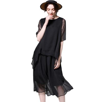 China Good Price Viable Plus Size Chiffon Suit New Fashion Summer Women Clothing All-match Commuter Two Piece Suit for sale