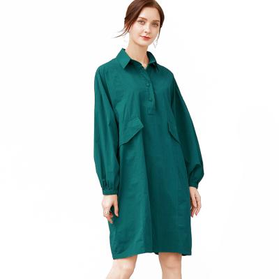 China 2021 Sustainable New Design Plus Size Loose Early Midi Autumn Women Casual Elegant Shirt Dress for sale