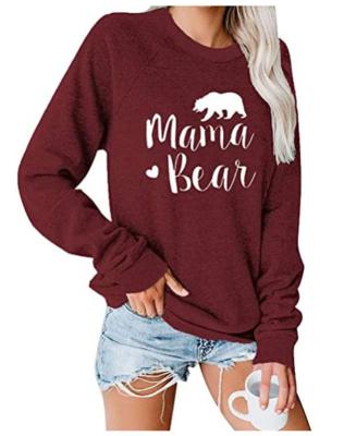 China Anti-Wrinkle Autumn Winter Letter Print Round Neck Clothes Women Top Pullover Long Sleeve Blouse for sale