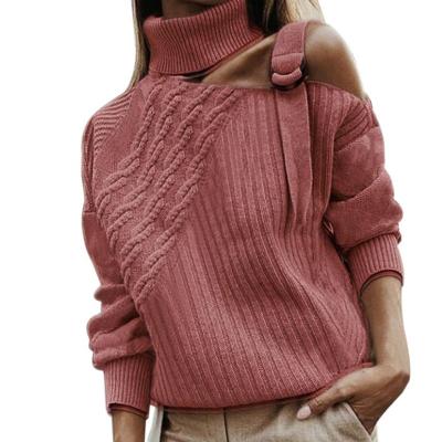 China Anti-wrinkle Good Quality Women Crop Sweater High Quality Solid Color Long Sleeve Shoulder-baring Sweater for sale