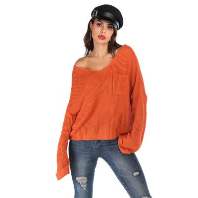 China Anti-wrinkle quality women plus size women fall/winter bat sleeve loose pocket pullover sweater for sale