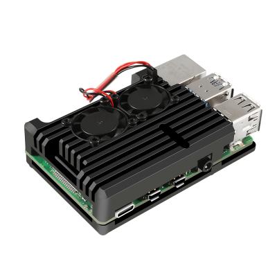 China for Raspberry Pi 4 Case Raspberry Model B Aluminum Case With Dual Fan Raspberry Pi 4 Metal Case 15745 for sale