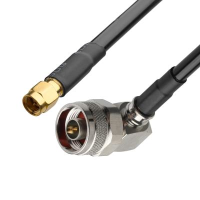 China RF Connector Lmr-240 Low Loss Rf Cable Black Sma Male Straight Plug To N Male Plug Right Angle Plug for sale