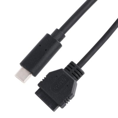 China 20P Vrouwelijke USB 3.0 Type-C naar IDC Adapter Kabel Interne weerstand Zwart PVC Draad OEM ODM Te koop