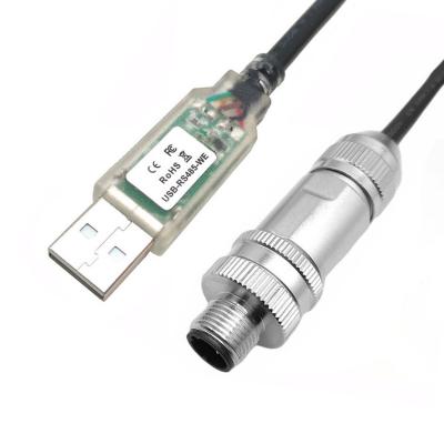 China Industrial Robot Dedicated Connector, USB To RS485 Serial Cable To M12 Male And Female Waterproof Head Metal Connector for sale