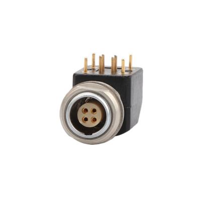 中国 B Series Z12 4Pin Double Nut Fixed Angle Socket 90° Angled Double Nut Fixed For Printed Circuit Boards 販売のため