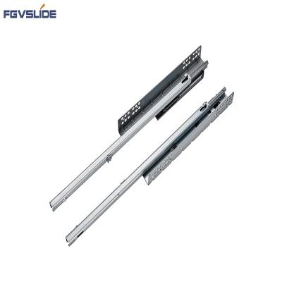 China Modern Soft Narrow Gauge Concealed Cabinet Drawer Slides Metal Undermount Rails Metal Hardware 3 Section Extension Drawer Slide Full Runner for sale