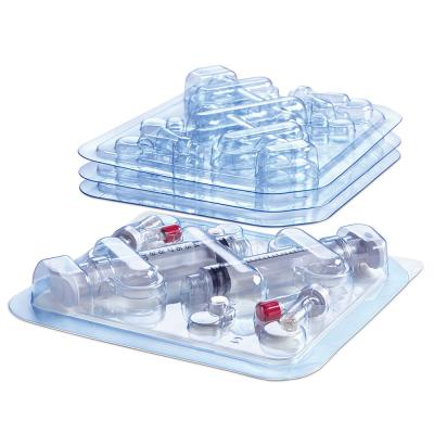 China Medical Packaging Device Packaging Injection Syringe Blister PETG Plastic Plastic Thermoforming Molding Box for sale