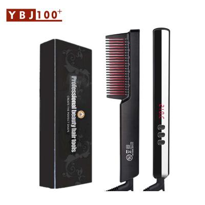 China Car Hair Care PTC Hair Straightener Professional Heating Curler Styler Sweep Straighten Ceramic Hot Curling Iron Comb Brushes for sale